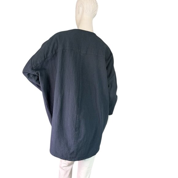 Black Crane Navy Blue Textured Cotton Tunic Top Size Small - Picture 4 of 10